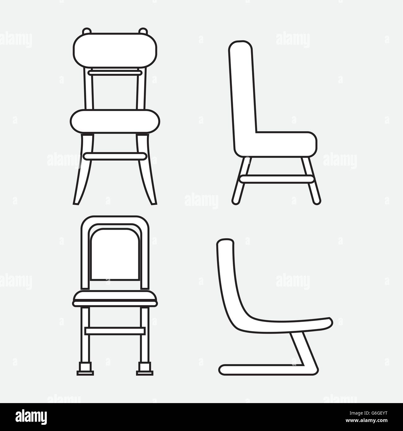 set of black and white Chairs, vector illustration Stock Vector Image ...