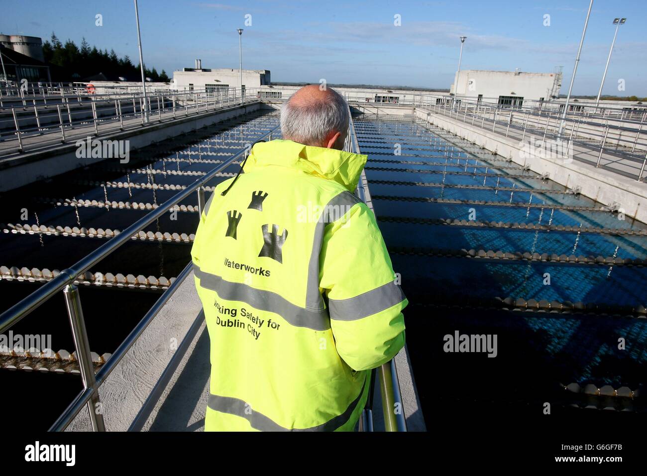 The sedimentation tanks at the Ballymore Eustace water treatment plant in  Co. Kildare which had disruptions in supply following problems Stock Photo  - Alamy