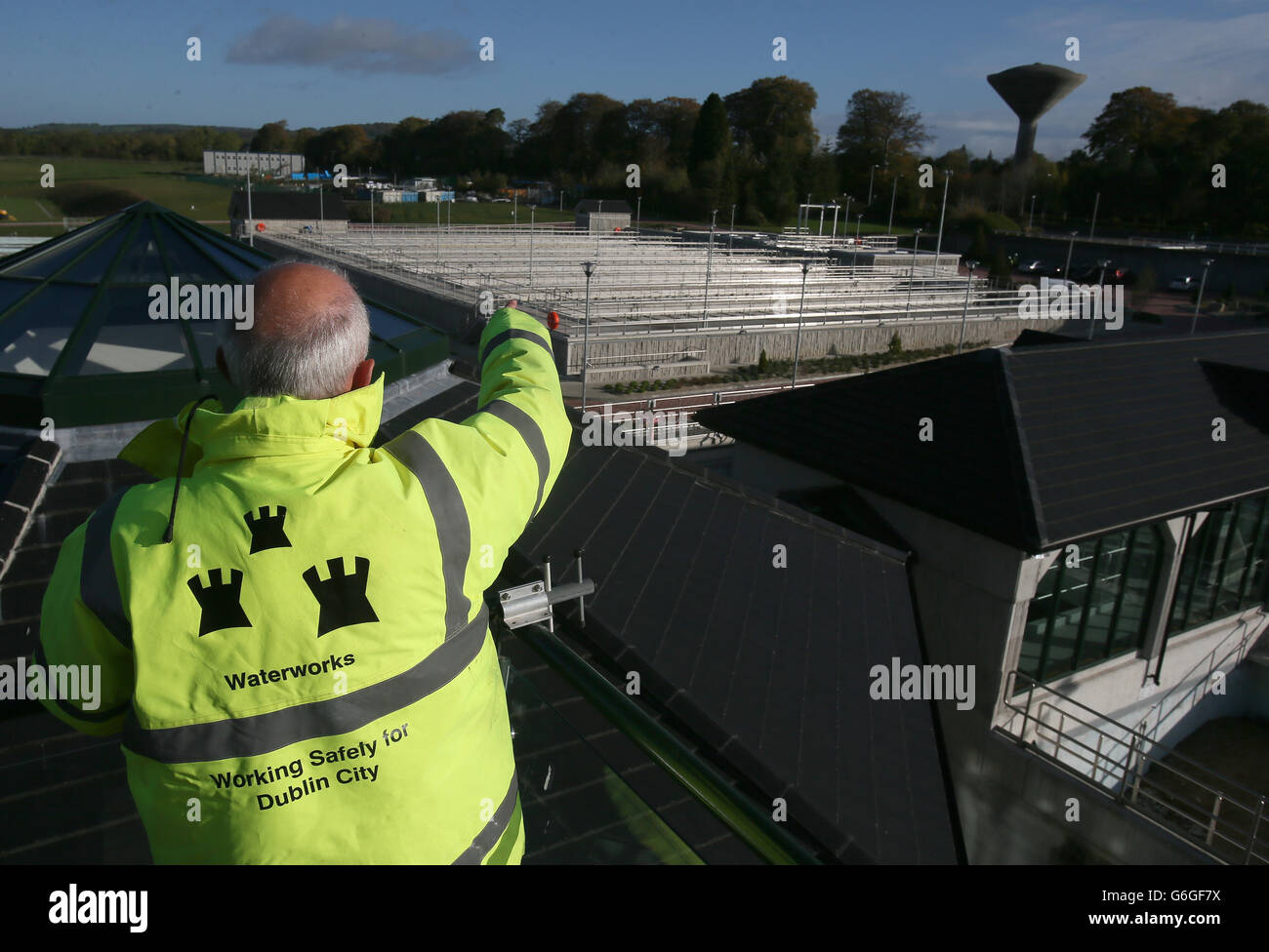 The sedimentation tanks at the Ballymore Eustace water treatment plant in  Co. Kildare which had disruptions in supply following problems Stock Photo  - Alamy