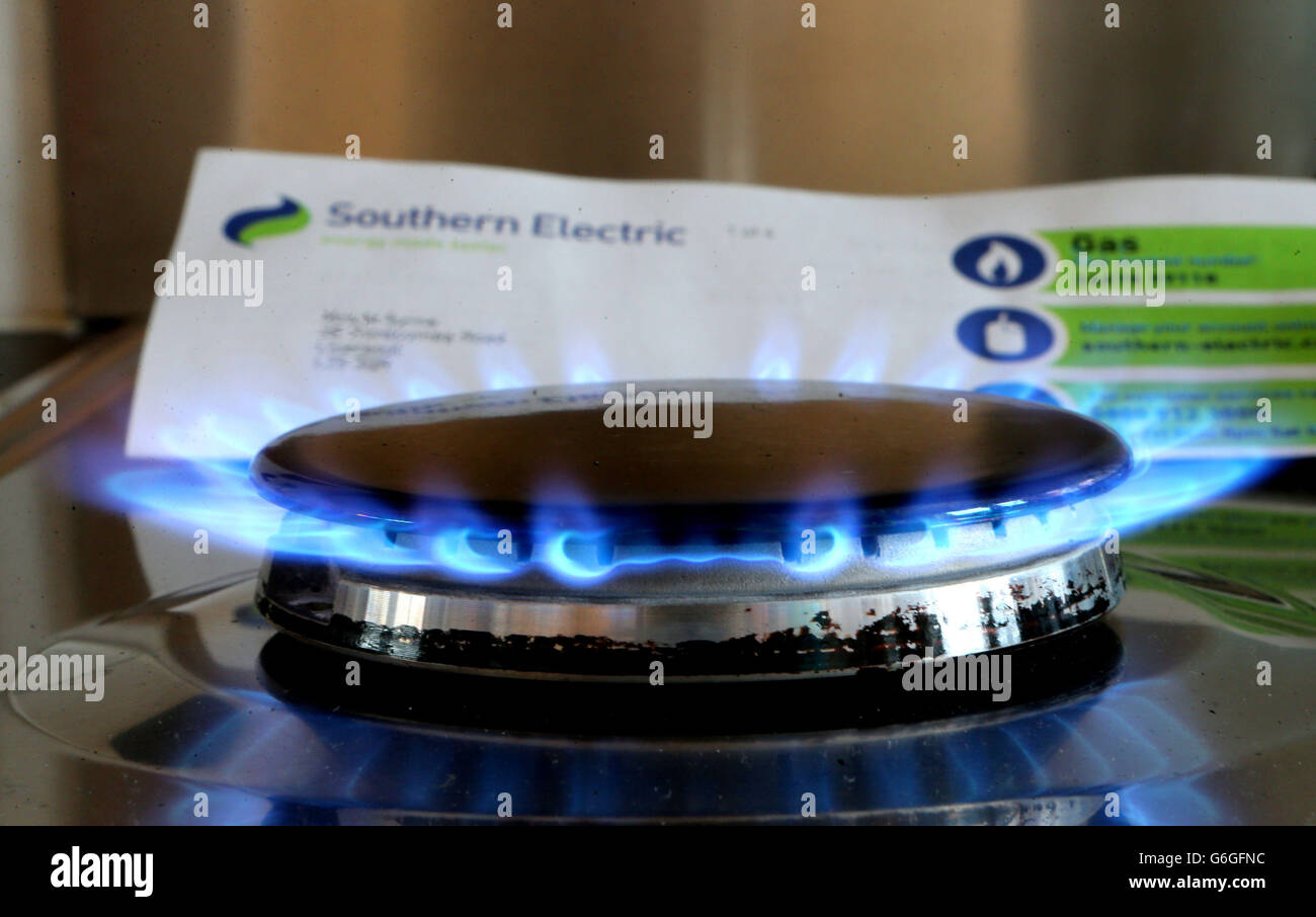 A Southern Electric gas bill and a gas stove burner as the Government