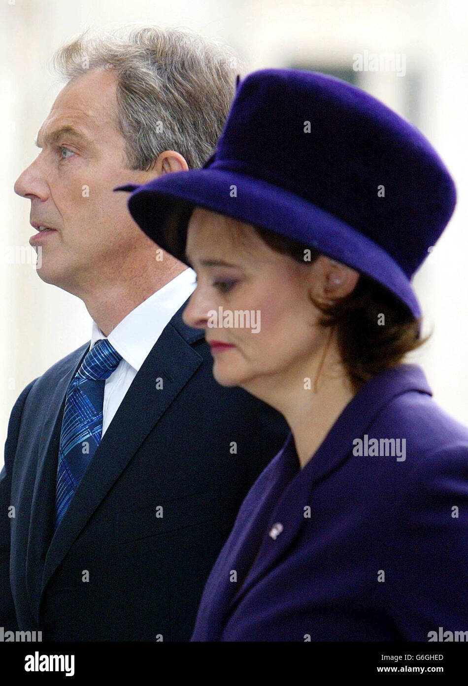 Prime Minister Tony Blair and his wife Cherie arrive at the service of remembrance, at St Pauls Catherdral, central London, in honour of those who died in the Iraq war. Stock Photo