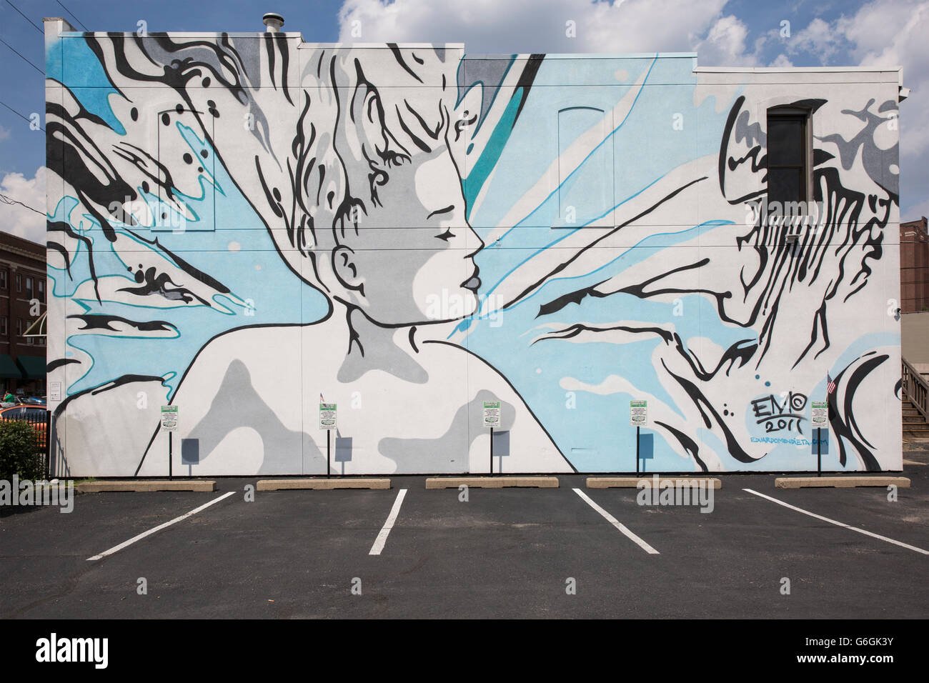 Public wall mural depicting a woman, Indianapolis Indiana. Stock Photo