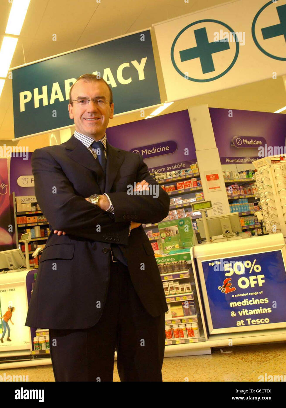 Undated picture of Sir Terry Leahy, Chief executive of the supermarket giant Tesco, which said that it had made an 'outstanding' start to its financial year after interim profits surged 17% to 628 million. The UK s largest supermarket chain reported strong growth at home and abroad with overall sales up 17% to 14.9 billion in the six months to August 9. Stock Photo