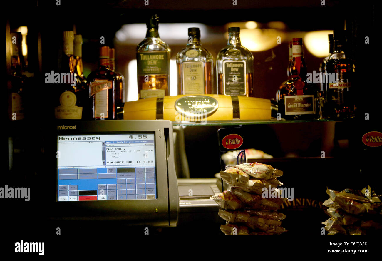 A cash register in a bar in a Dublin city centre hotel as Government