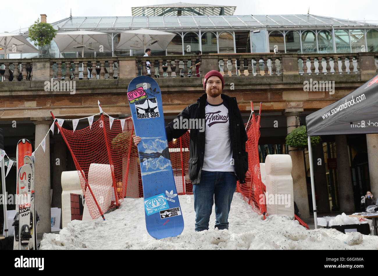Great Britain Winter Olympic snowboard hopeful Dom Harrington promotes