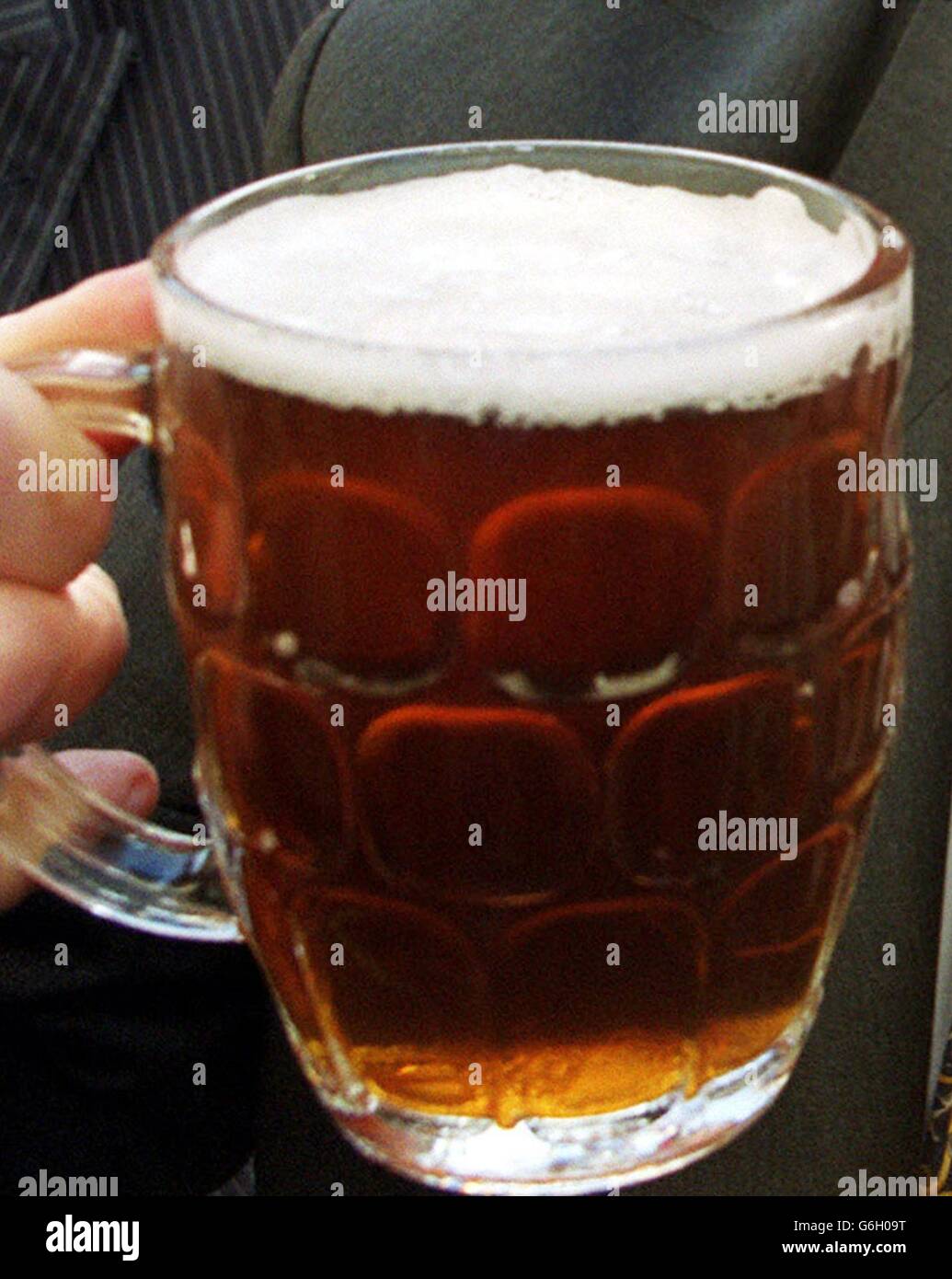 Generic picture of a tradional, dimpled pint glass. Health officials, urged ale lovers to drink sensibly following a new scientific study which found no link between a few pints each week and a beer belly. * The Department of Health said the study of Czech drinkers which found that women who enjoy ale actually weighed less was not a green light for people to binge. 02/10/2003: Almost half the money spent on leisure outside the home goes on drinks down the pub, according to a report published. The 17.5 billion paid out for drinks last year is more than double the 7.2 billion spent on Stock Photo