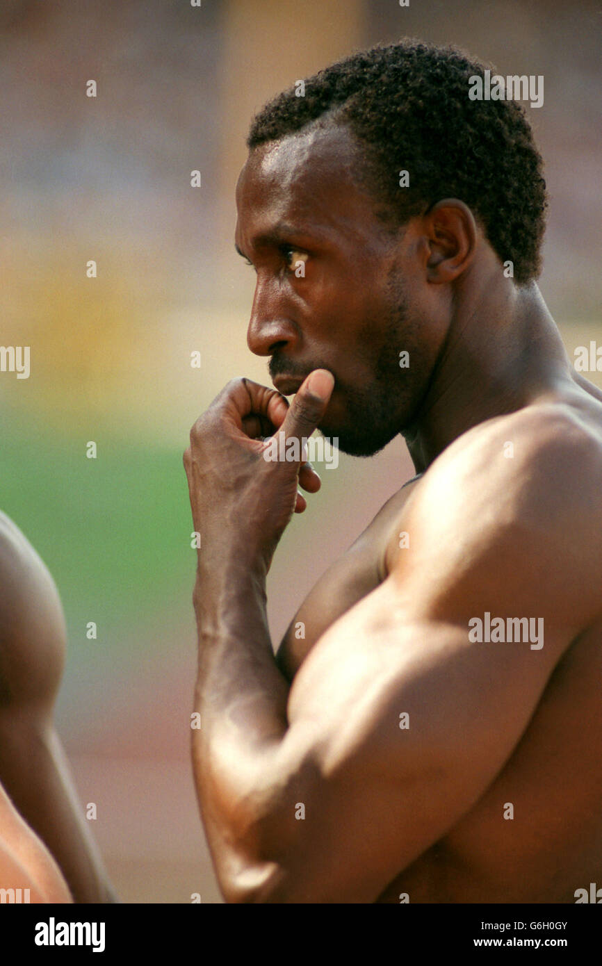 Athletics AAA Olympic trials. Linford Christie Stock Photo