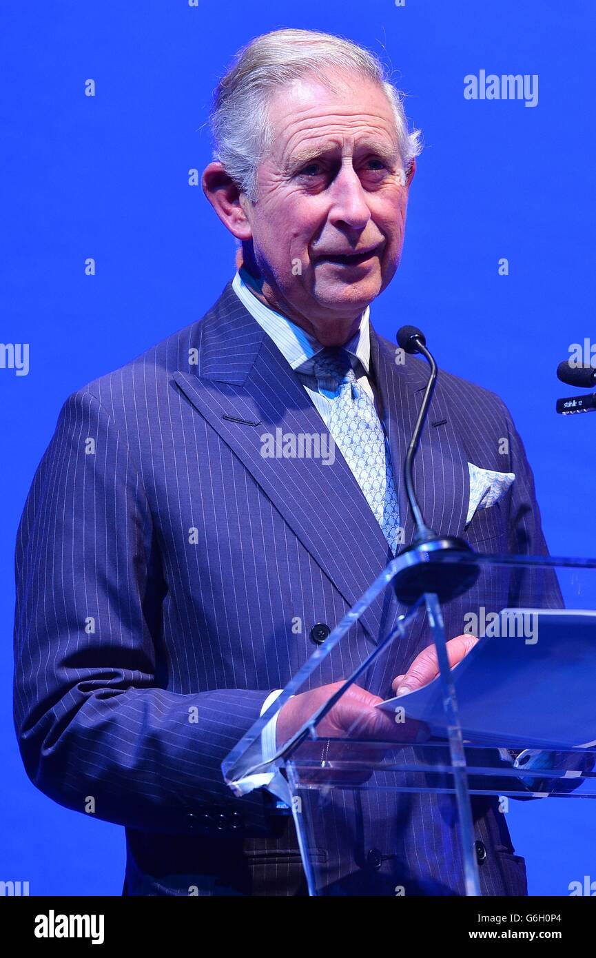 The Prince of Wales delivers his address during a reception and gala dinner at the end of the