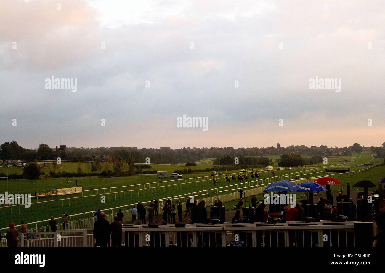 A general view of The Stewards Handicap Stakes at Leicester Racecourse, Leicester. Stock Photo