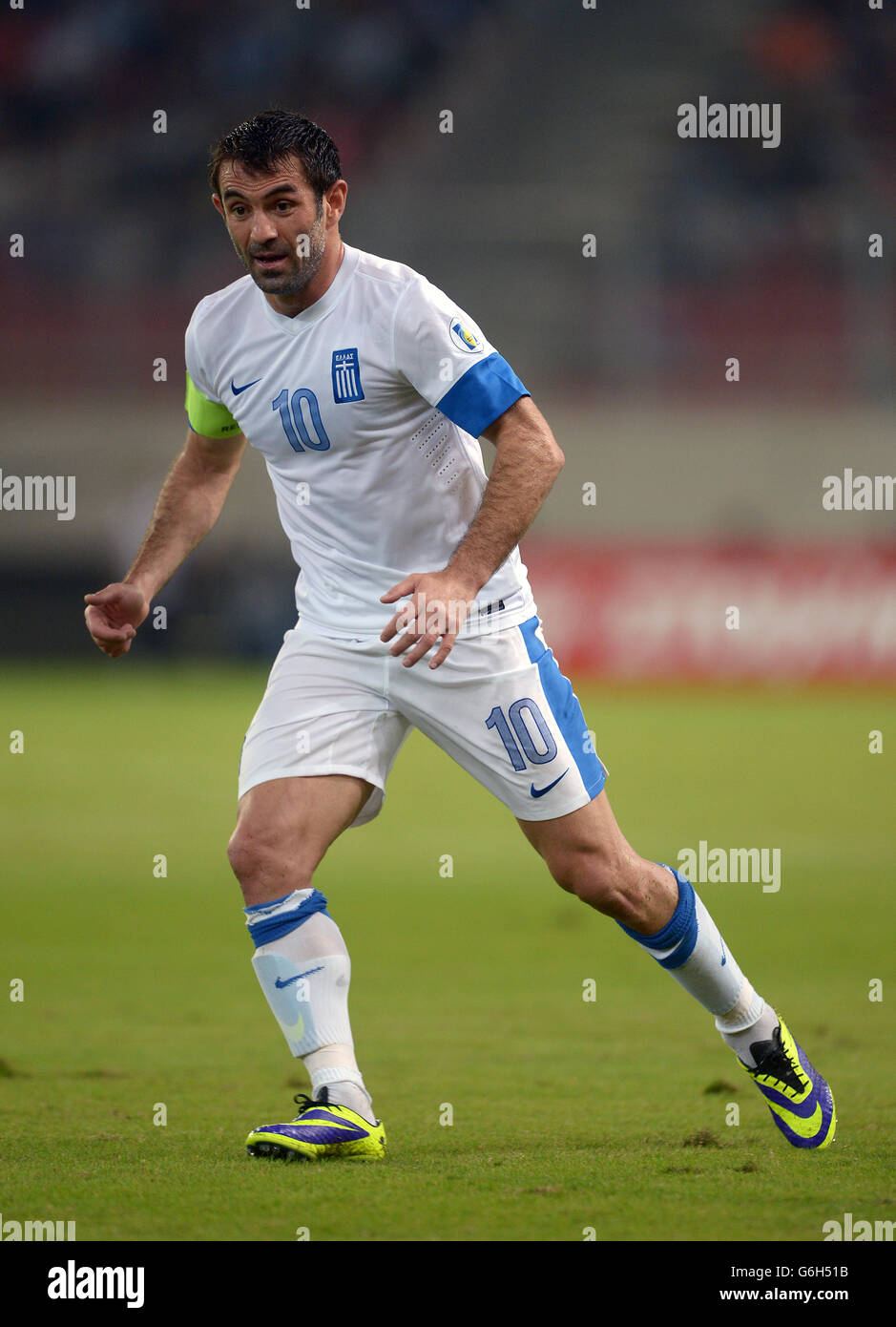 Soccer - FIFA 2014 World Cup - Qualifying - Group G - Greece v Liechtenstein - Karaiskakis Stadium. Giorgos Karagounis, Greece Stock Photo