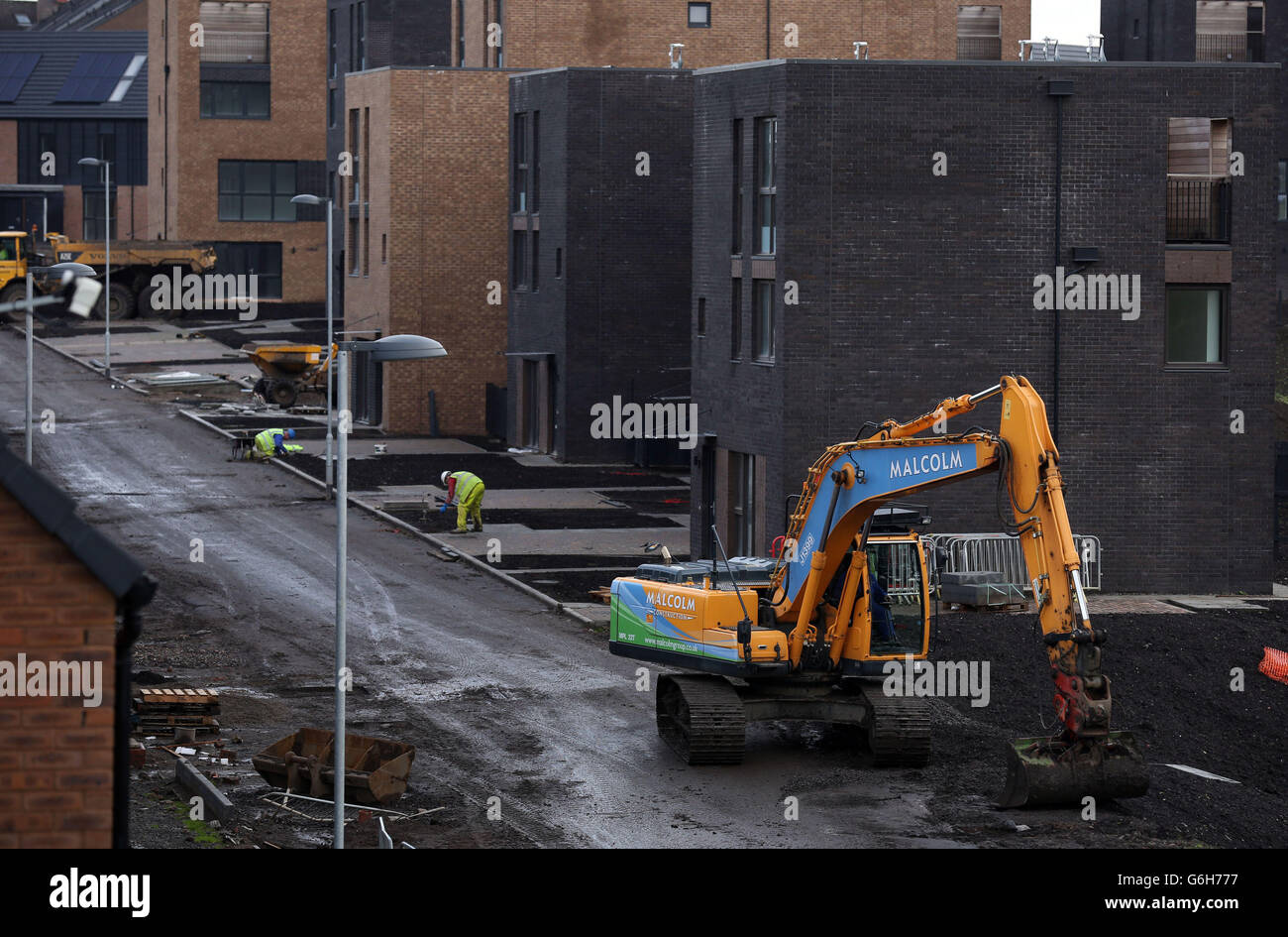 Glasgow 2014 Commonwealth Games venue visit. A general view of construction of the 2014 Commonwealth Games athletes village in Glasgow. Stock Photo