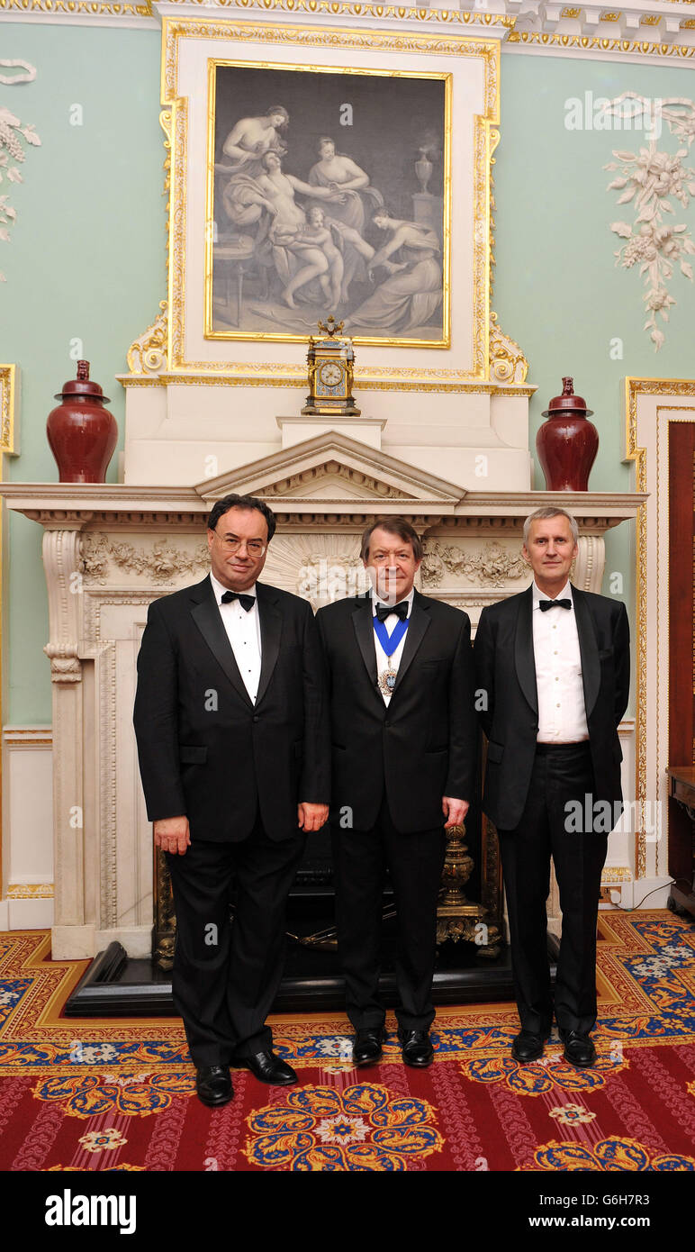 (Left to right) Prudential Regulation Authority chief executive Andrew Bailey, the Lord Mayor Roger Gifford and Financial Conduct Authority chief executive Martin Wheatley, during the City Banquet at Mansion House in the City of London. Stock Photo