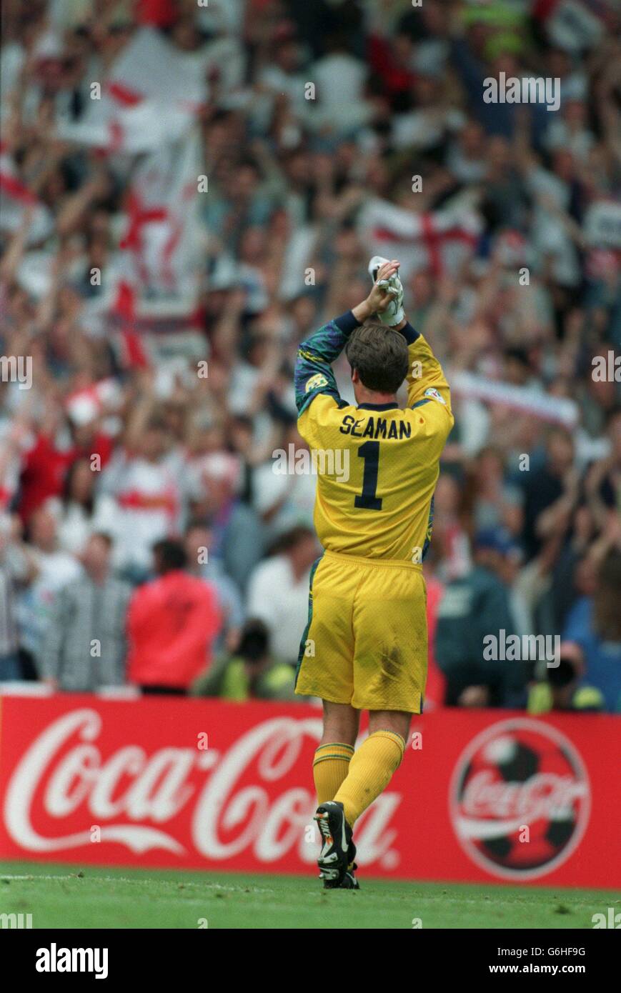 22-JUN-96 ..England v Spain ... England's David Seaman salutes the crowd Stock Photo