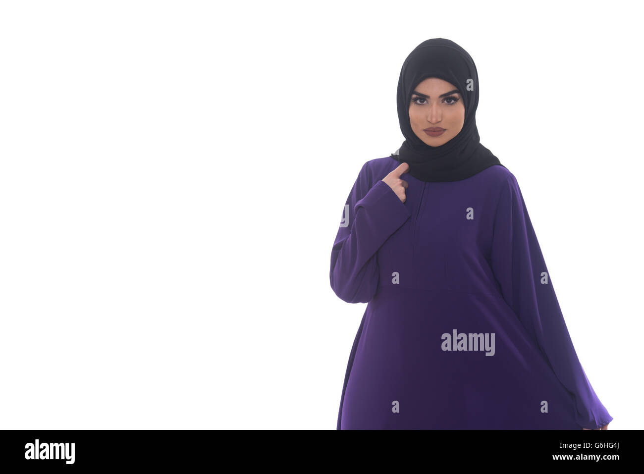 Fashion Portrait Of Young Beautiful Muslim Woman With Scarf Isolated On ...