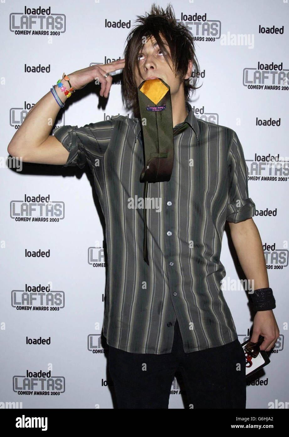 Former Fame Academy student Peter Brame arrives for the Loaded LAFTAS Comedy Awards 2003 at Rouge in Central London. Stock Photo