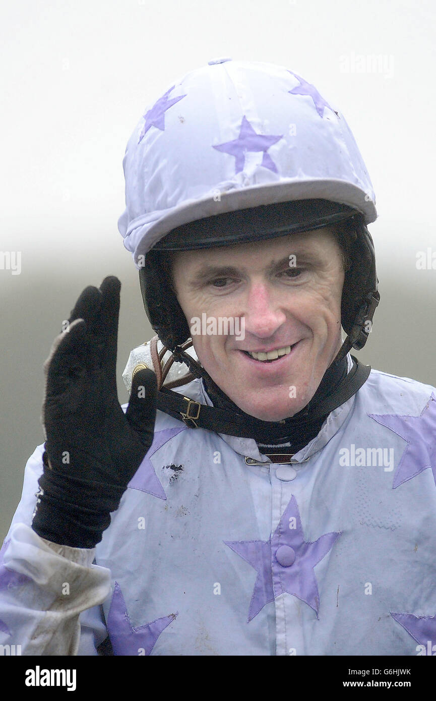 Tony McCoy enters the parade ring after winning the NFU Mutual Supports RABI Handicap Hurdle Race on Minella for Steak at Chepstow Racecourse, Monmouthshire. Stock Photo