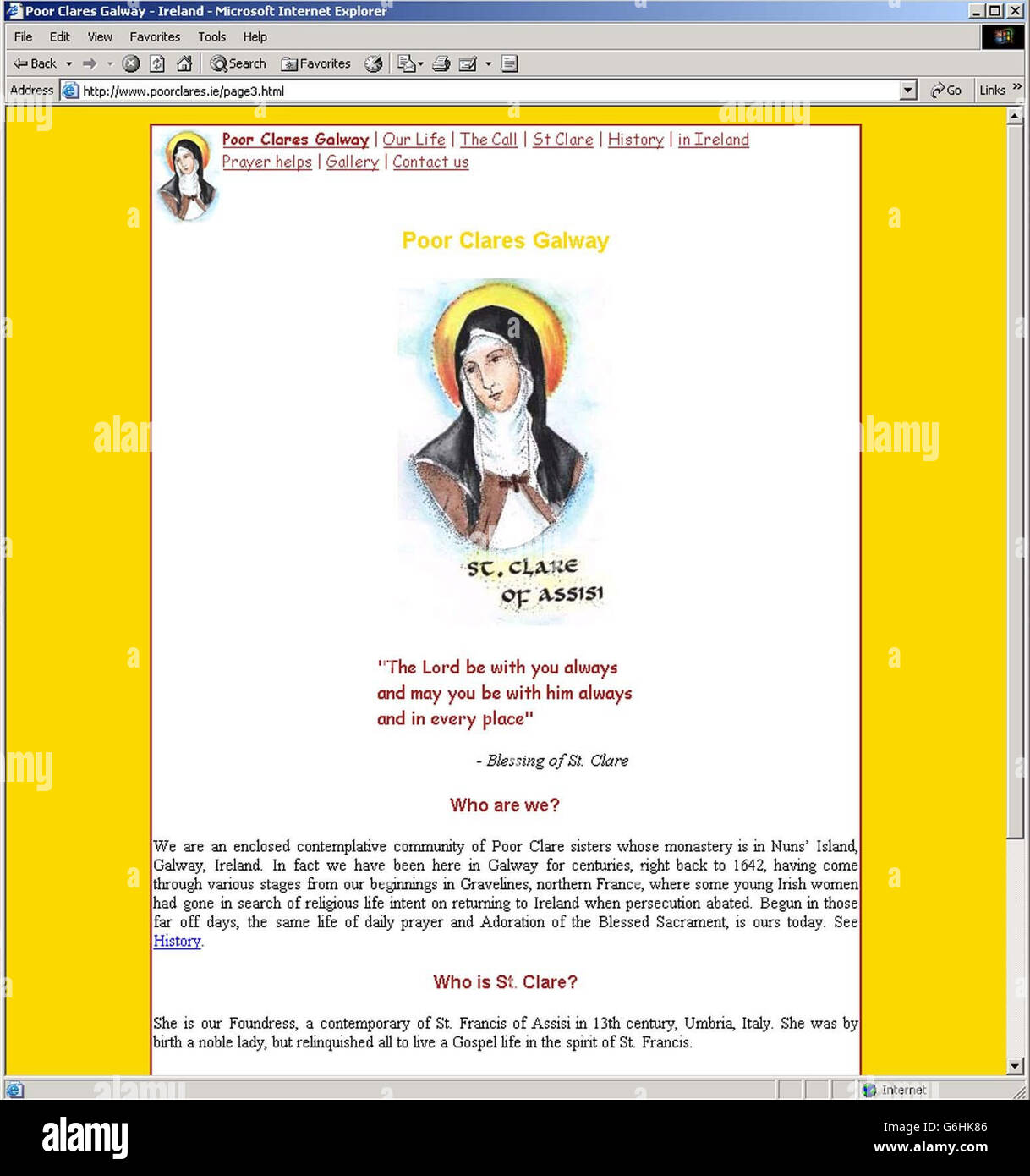Poor Clare Sisters Website Stock Photo