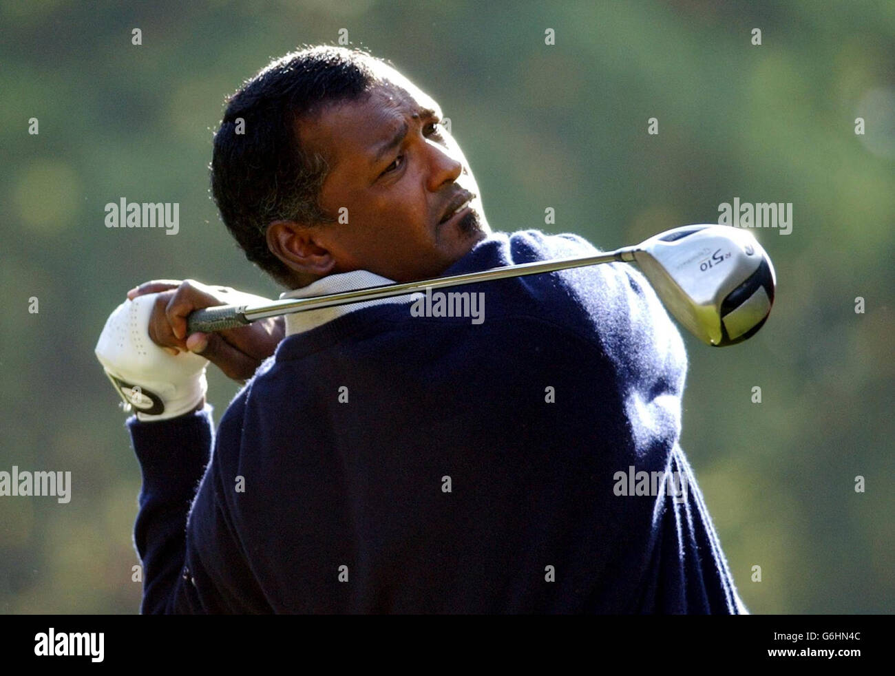 Fiji's Vijay Singh tees off the 12th hole, during the HSBC World Matchplay Championship Pro-am at the Wentworth Golf Club, Virginia Water. Stock Photo
