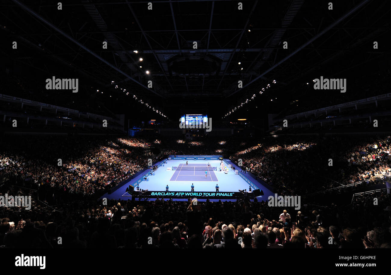 A general view of the O2 Arena during the match between Serbia's Novak ...