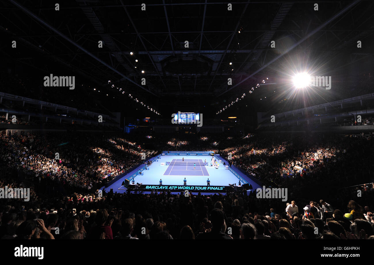 A general view of the O2 Arena during the match between Serbia's Novak  Djokovic in action