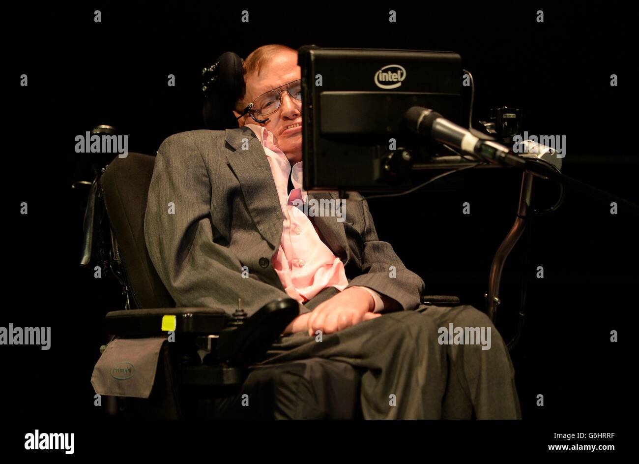 Professor Stephen Hawking during a talk at the Science Museum, London