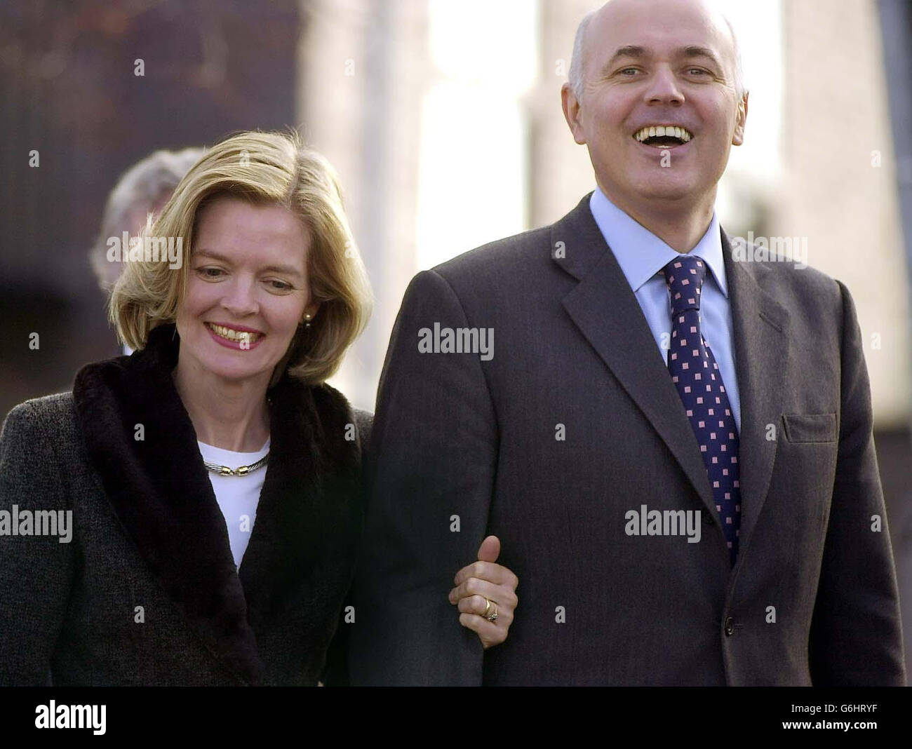 Conservative leader Ian Duncan Smith with wife Betsy during a visit to Loughborough University. Stock Photo