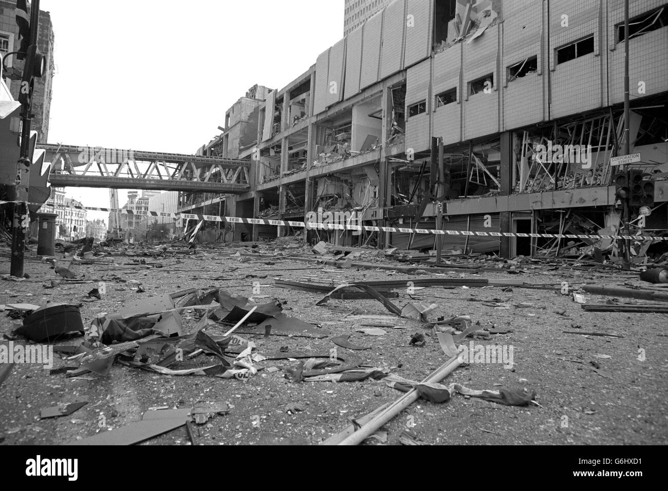 Terrorism - The Troubles - IRA Bomb - Manchester. The scene of devastation in Manchester City Centre following the bomb attack. PA photo by Paul Barker. Stock Photo