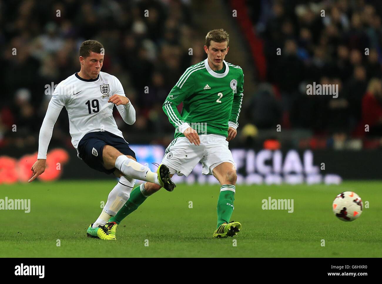 Soccer - International Friendly - England v Germany - Wembley Stadium. England's Ross Barkley (left) and Germany's Sven Bender in action Stock Photo