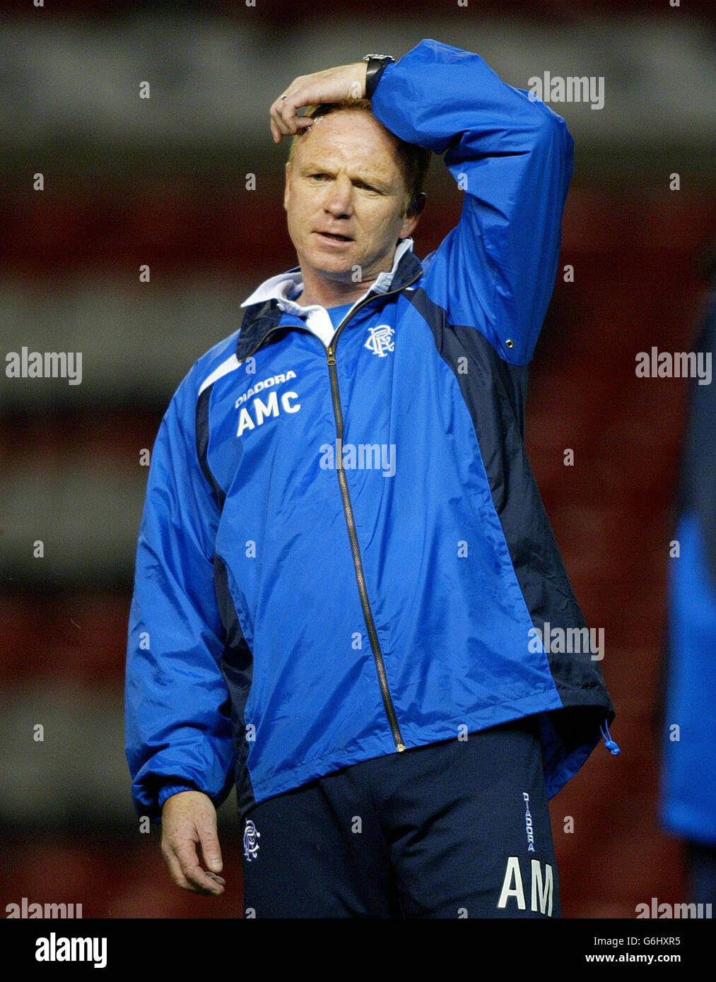 Glasgow Rangers manager Alex McLeish during training at Old Trafford ...
