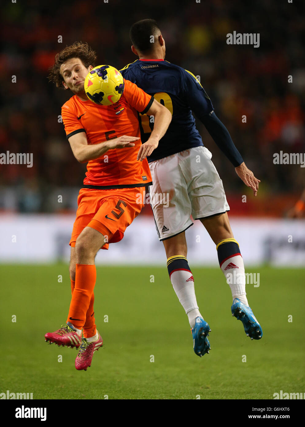 Netherlands' Daley Blind and Colombia's Teofilo Gutierrez Stock Photo