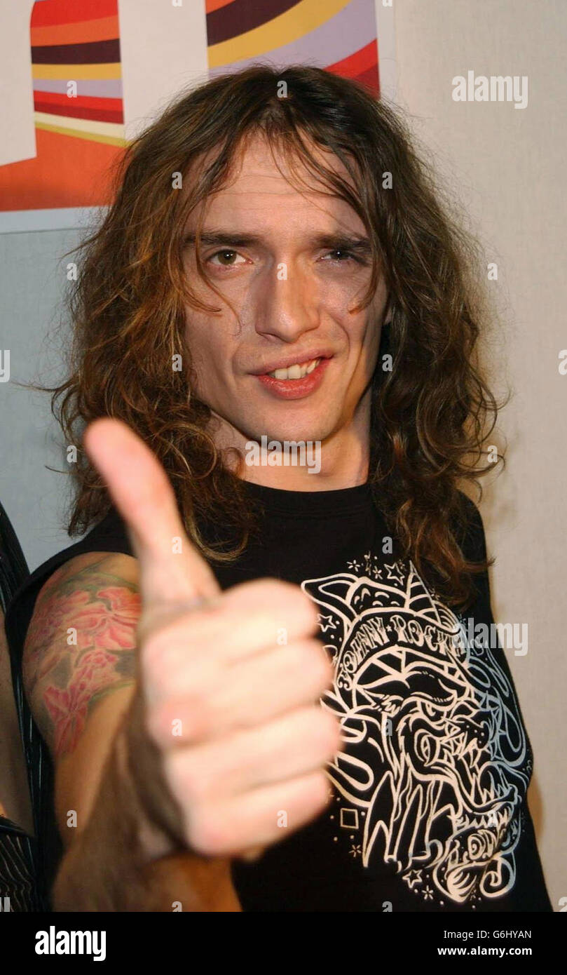 Singer Justin Hawkins from The Darkness during their guest appearance