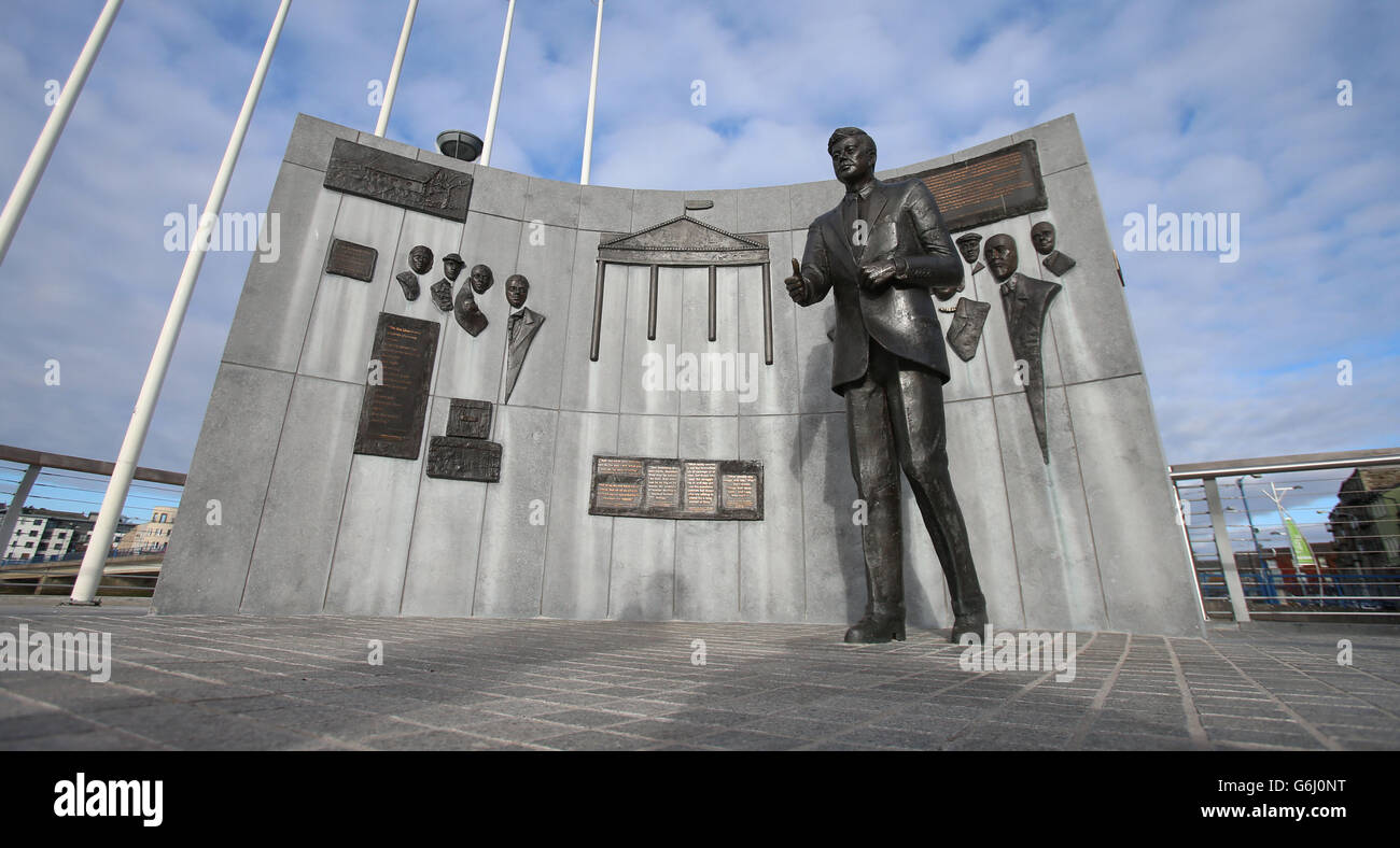 A JFK monument in New Ross, Co Wexford, the ancestral home of former United States President John F Kennedy, on the 50th anniversary of his death by a snipers bullet in Dallas. Stock Photo
