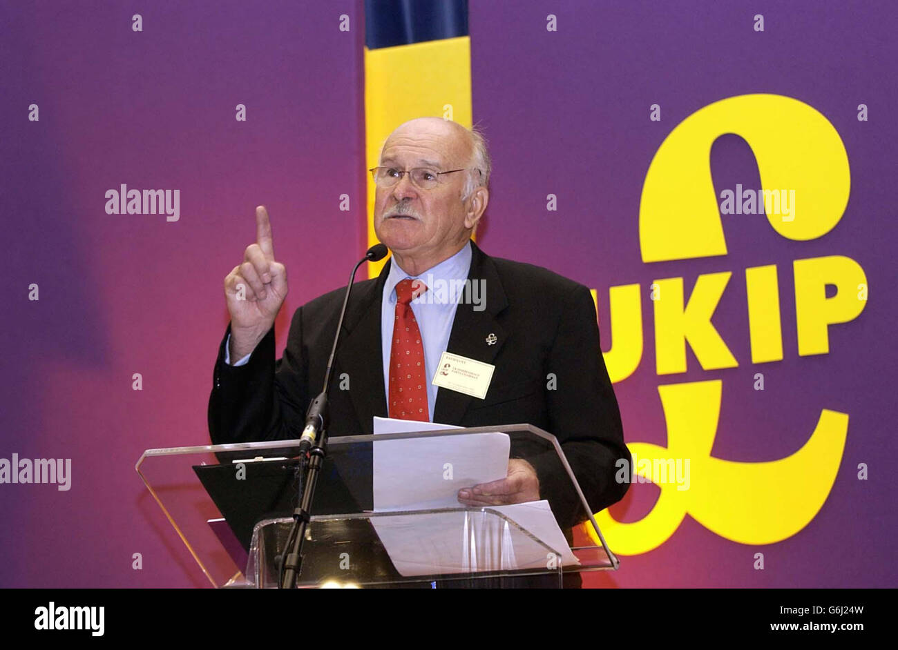 Chairman David Lott speaks during the UK Independence Party 'Freedom Conference' at The Emmanuel Centre, Marsham Street, London, where Tony Martin, the Norfolk farmer jailed for killing a teenage burglar, was also addressing delegates at the UK Independence Party's annual conference. Stock Photo