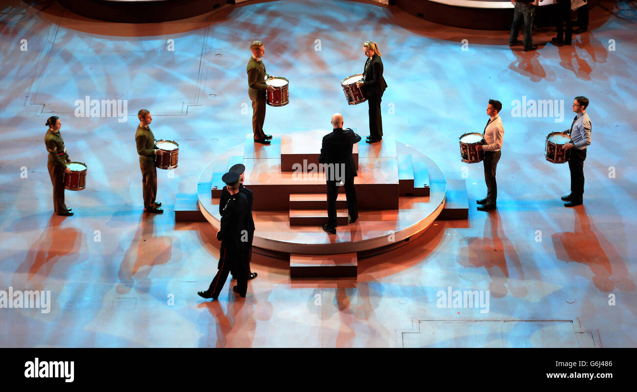 Members of the military perform the Laying of the Drums during