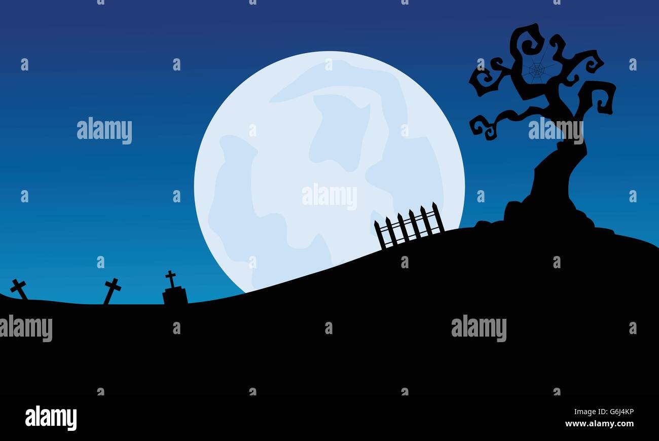 At night full moon scenery Halloween backgrounds Stock Vector Image ...