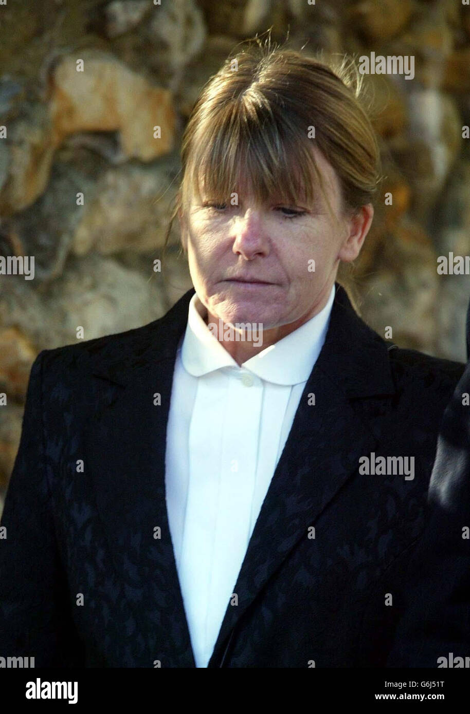 Retired deputy head Mary Kyne, 52, arrives at Norwich County Court to sue veteran comic Jim Davidson. Davidson is facing a damages claim from Newcastle upon Tyne-based Mrs Kyne who injured her back in a fall at a pier complex run by the entertainer. Mrs Kyne claims she suffered the injury after slipping on a patch of wet grass and tripping over uneven concrete at the Wellington Pier complex in Great Yarmouth, Norfolk. She was forced to give up work two years after the accident. Mr Davidson was leaseholder of the site in May 1999 when the accident happened but no longer runs the complex. Stock Photo