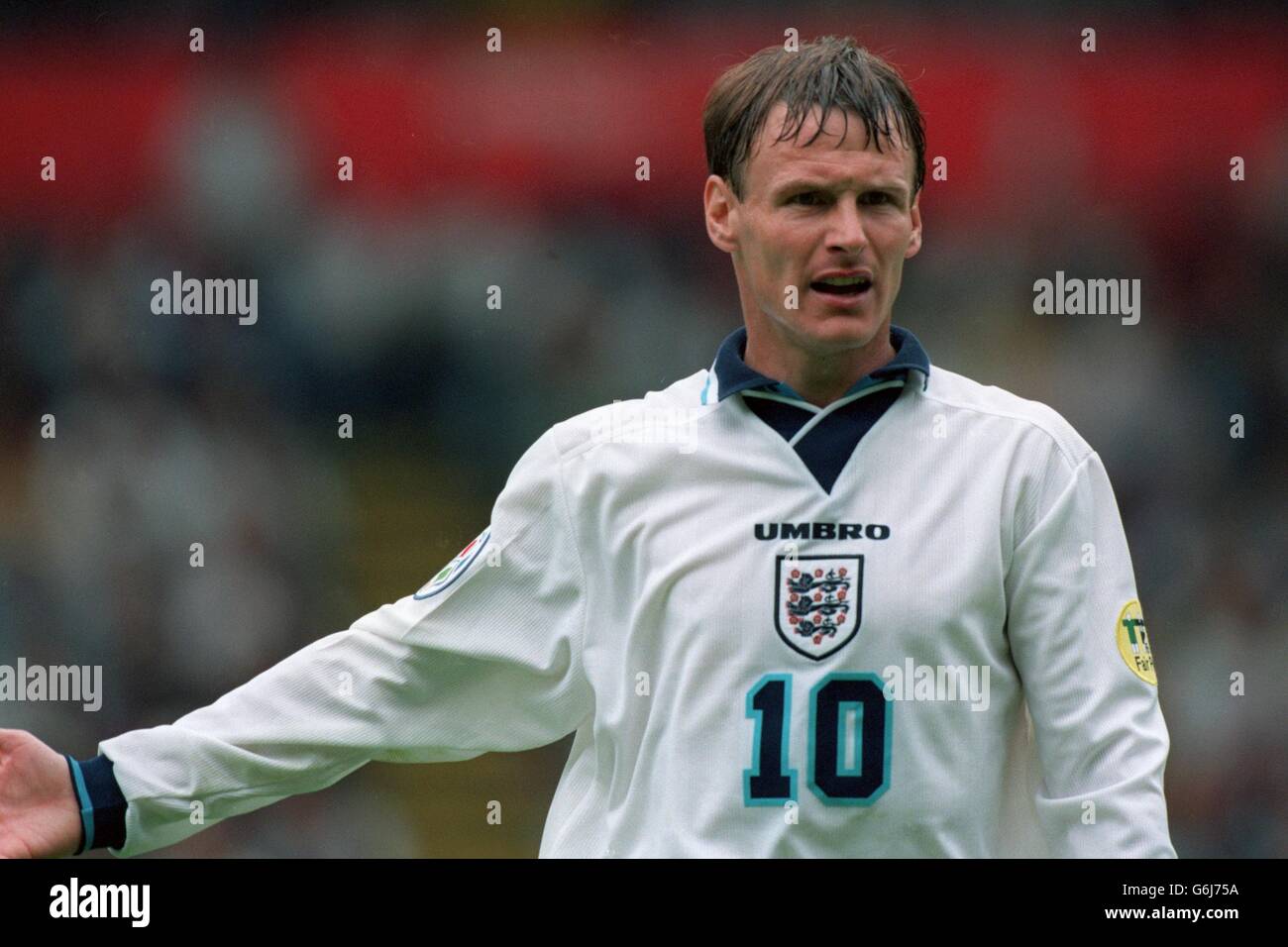 Soccer, Euro 96. England v Spain, Wembley. Teddy Sheringham, England Stock Photo