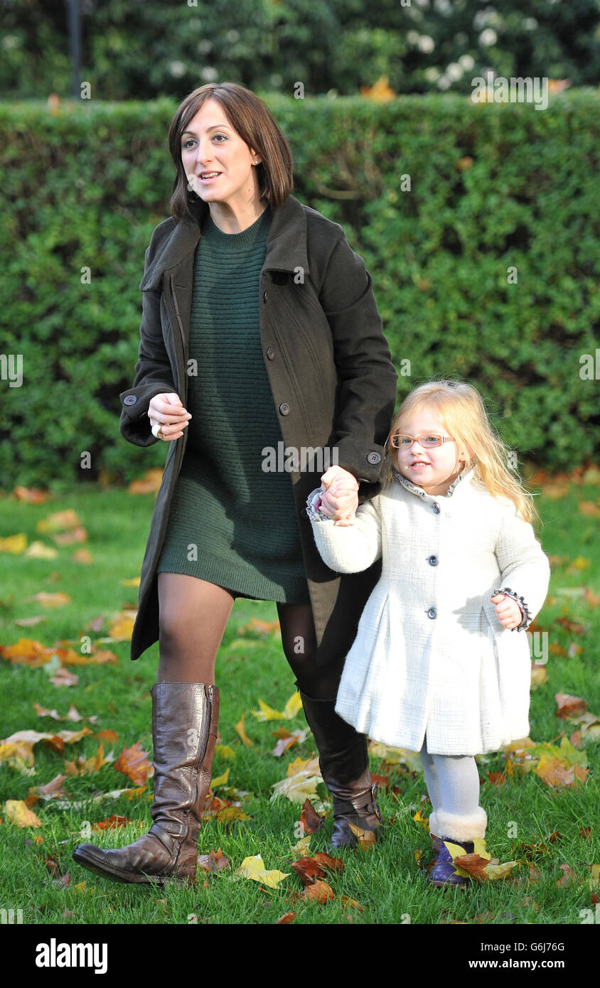Natalie Cassidy with her daughter Eliza, help launch the Meet Santa experience at ZSL London Zoo and help to get the festive season started at the zoo by being the first to meet Santa and his reindeer. Stock Photo
