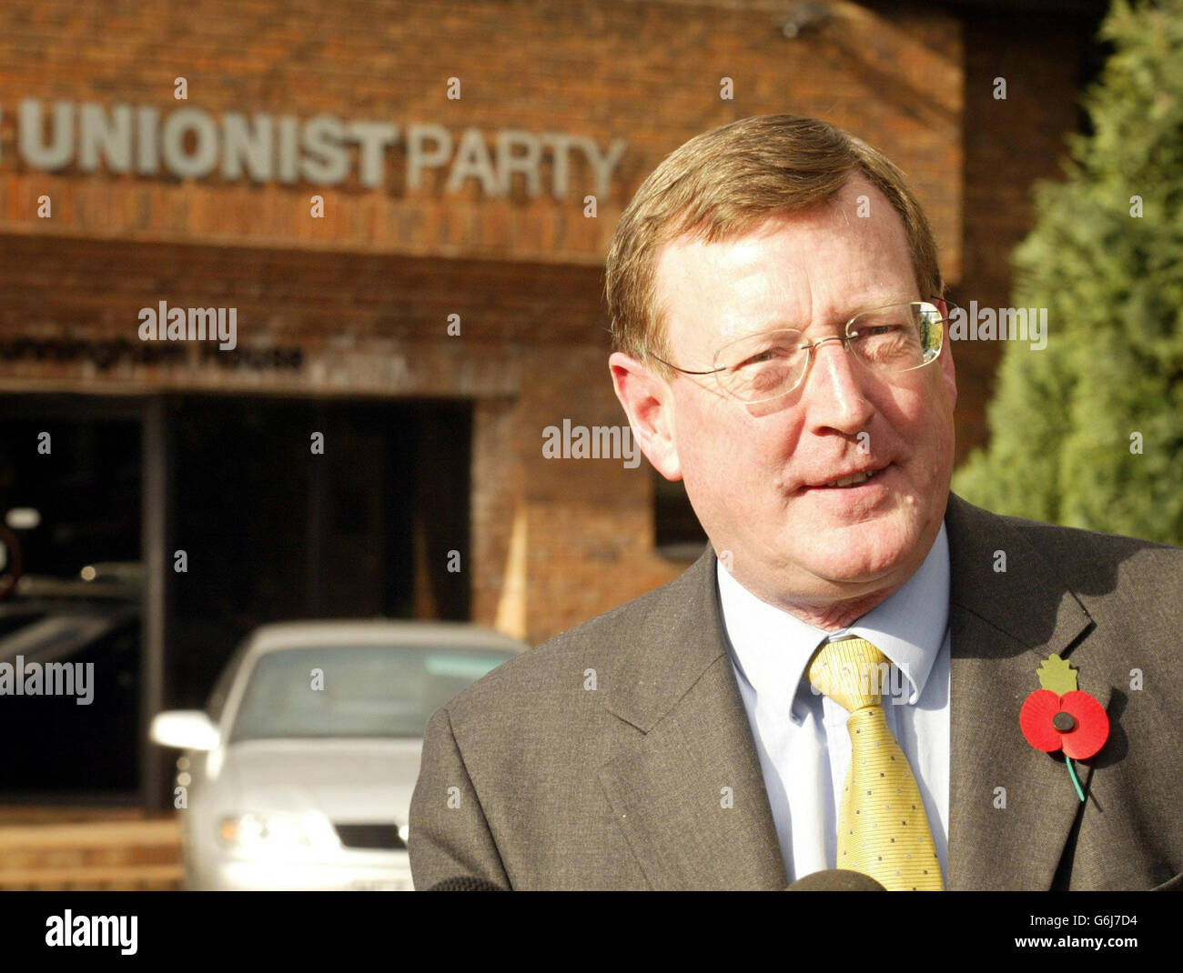 David Trimble at party headquarters Stock Photo Alamy