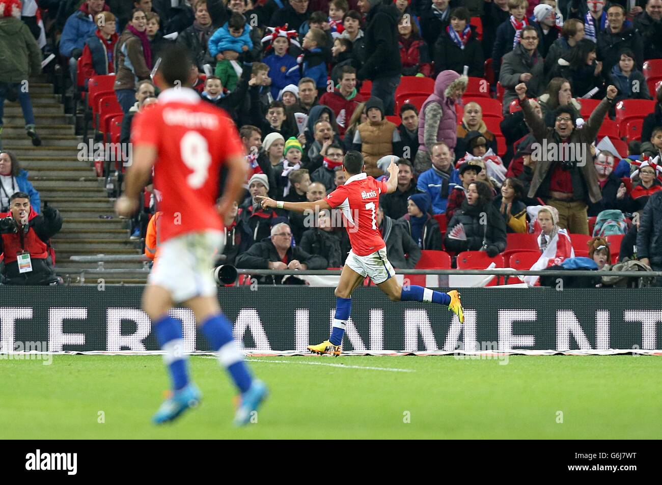 Chile's Sanchez Alexis celebrates scoring their second goal of the game Stock Photo