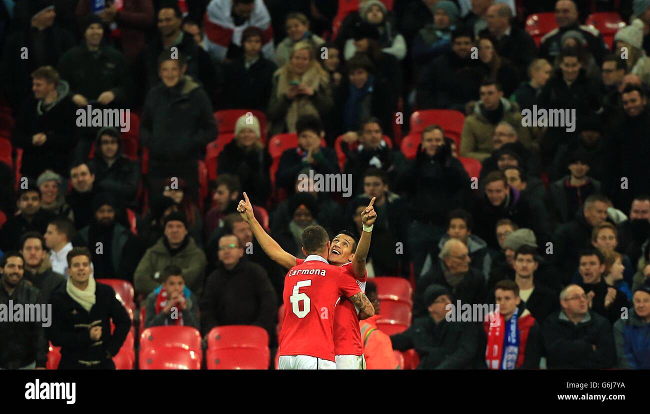 Chile's Sanchez Alexis celebrates scoring his side's second goal Stock Photo
