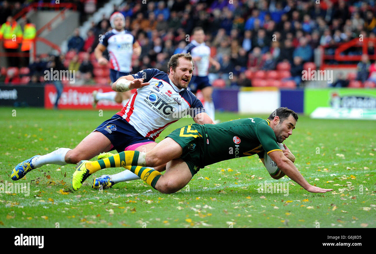 Rugby League - World Cup 2013 - Quarter Final - Australia v USA - Racecourse Ground Stock Photo