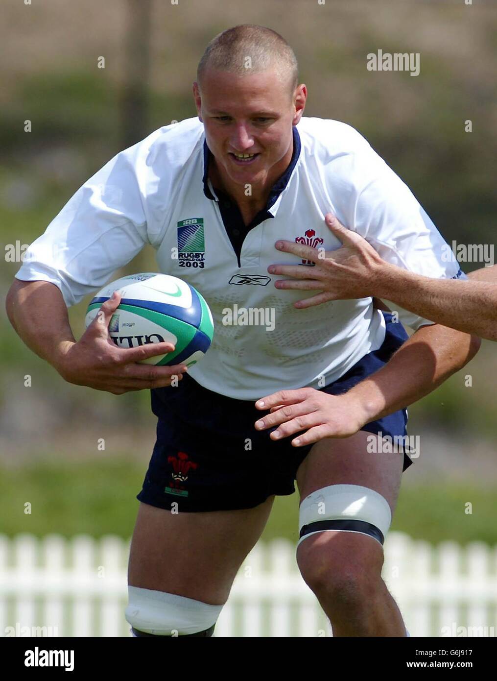 Brent Cockbain (Celtic Warriors) holds the ball as he is challeged during  the Celtic League match against Munster at Pontpridd Stock Photo - Alamy