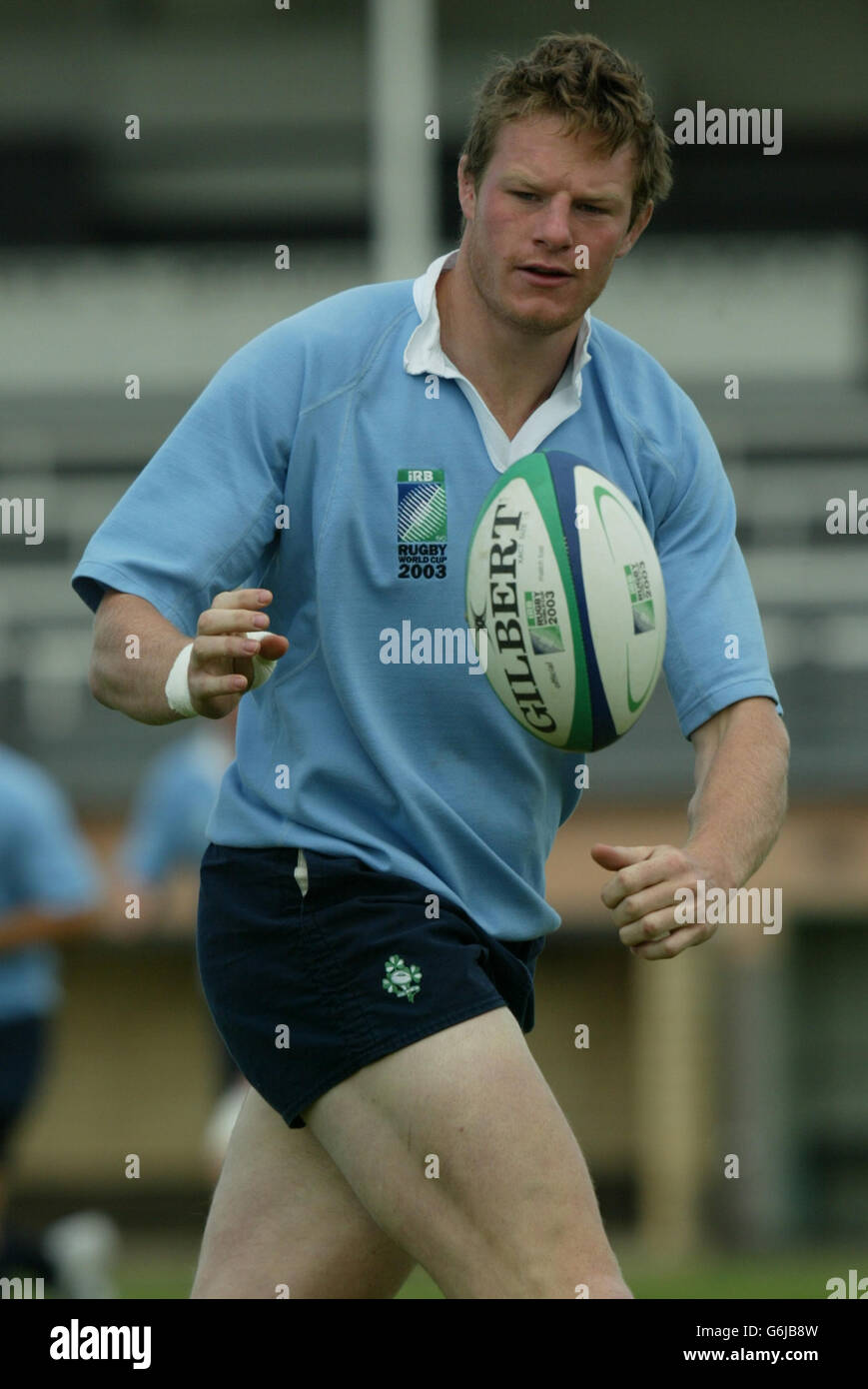 Malcolm O'Kelly during Ireland's training session at Port Adelaide football ground, ahead of their clash with Argentina in the Rugby World Cup on Sunday. Stock Photo