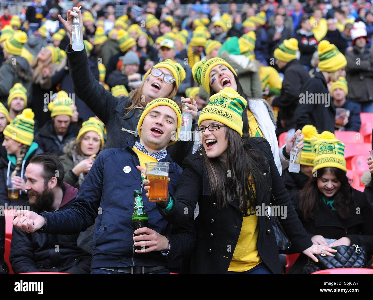 Australia fans in the stands during the World Cup Semi Final at Wembley