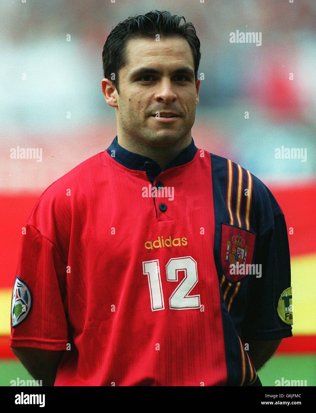 Soccer, Euro 96. England v Spain, Wembley. Sergi Barjuan, Spain Stock Photo