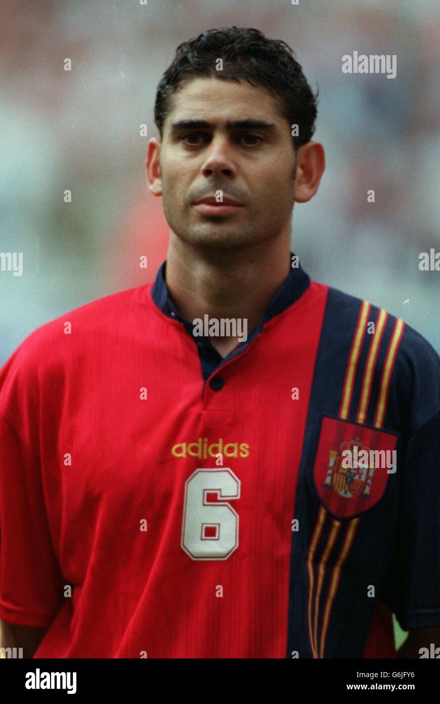 Soccer - Euro 96 - Quarter Final - England v Spain. Fernando Hierro, Spain Stock Photo