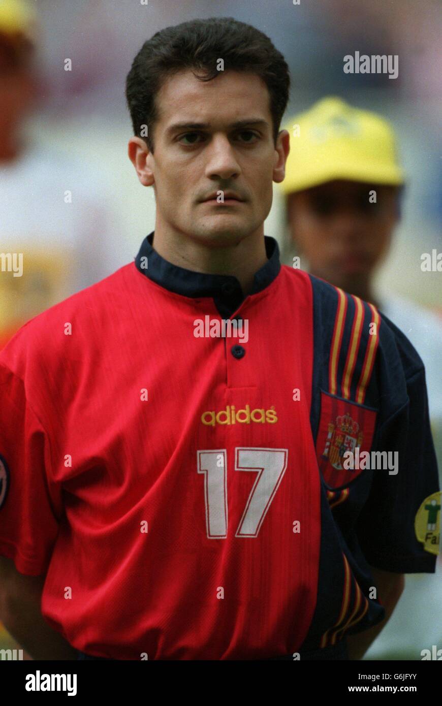 Soccer, Euro 96. England v Spain, Wembley. Javier manjarin, Spain Stock Photo