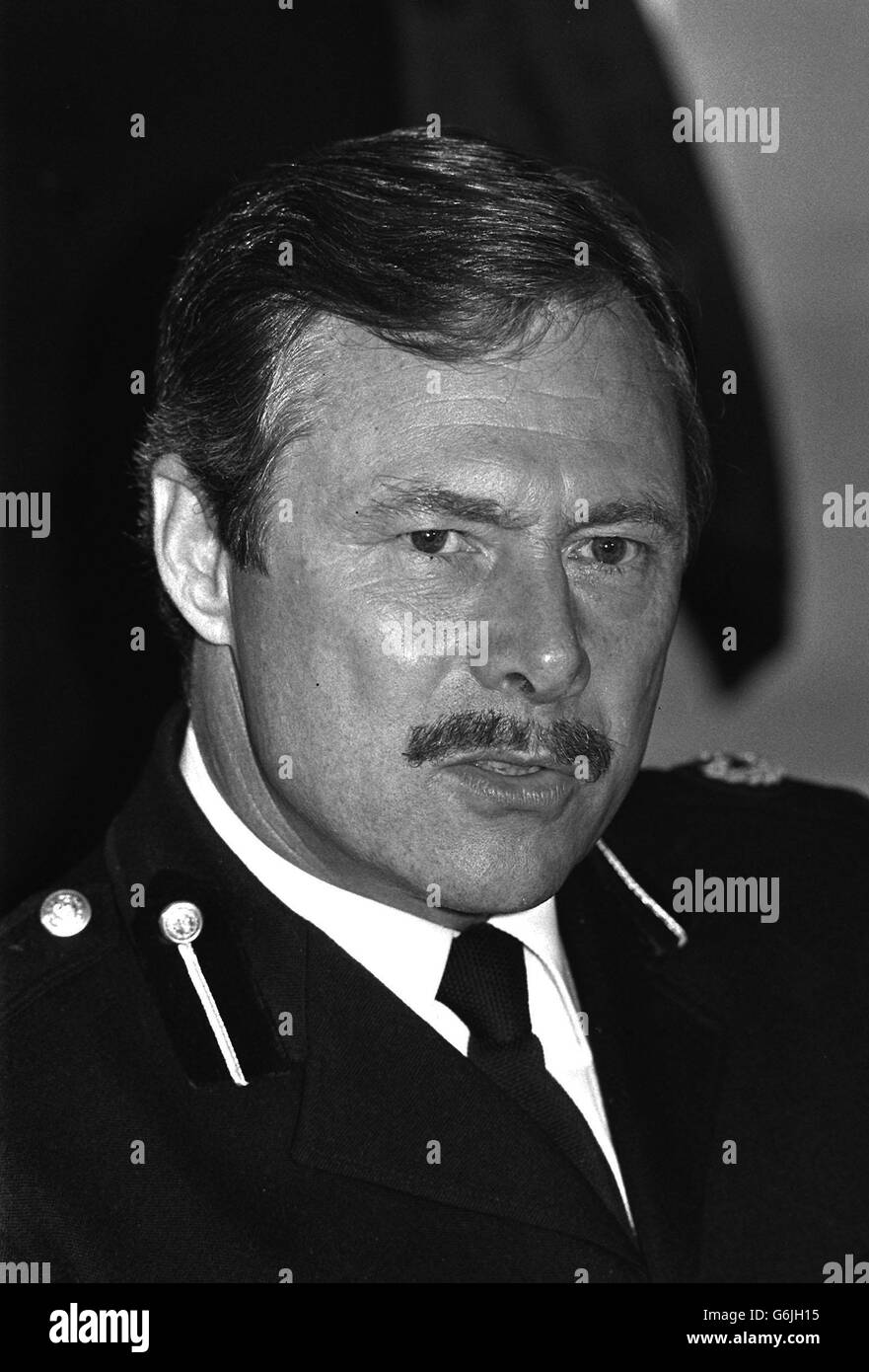 South Yorkshire's Assistant Chief Constable, Mr Tony Clement, at a press conference at Doncaster Police HQ following violence at two Yorkshire collieries, Bentley and Markham. Stock Photo