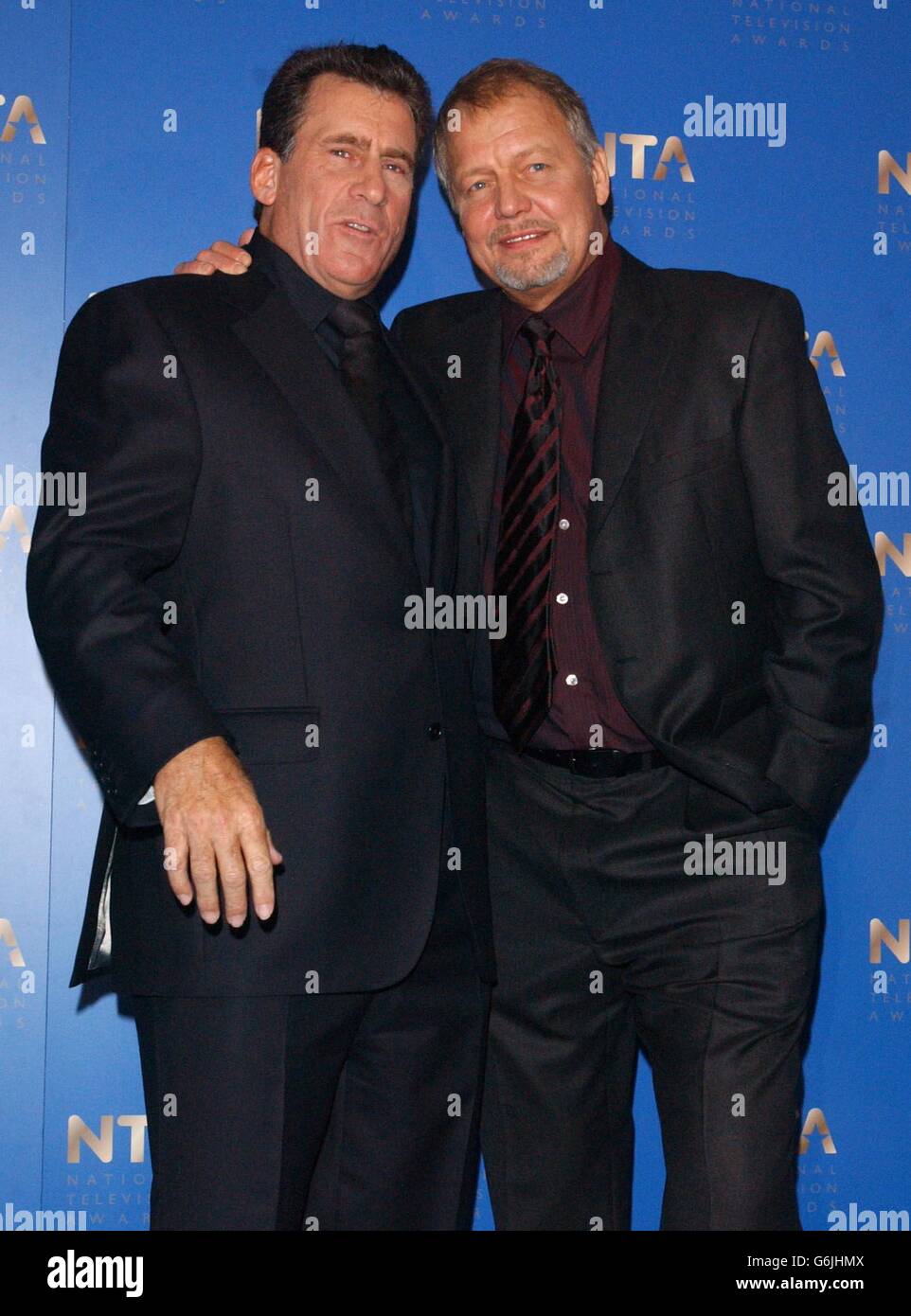 Starsky and Hutch actors Paul Michael Glaser (left) and David Soul during the annual National Television Awards at the Royal Albert Hall in central London. Stock Photo